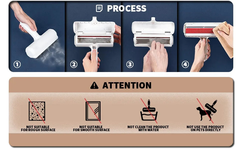 Self-Cleaning Pet Hair & Fur Remover Roller for Dogs & Cats