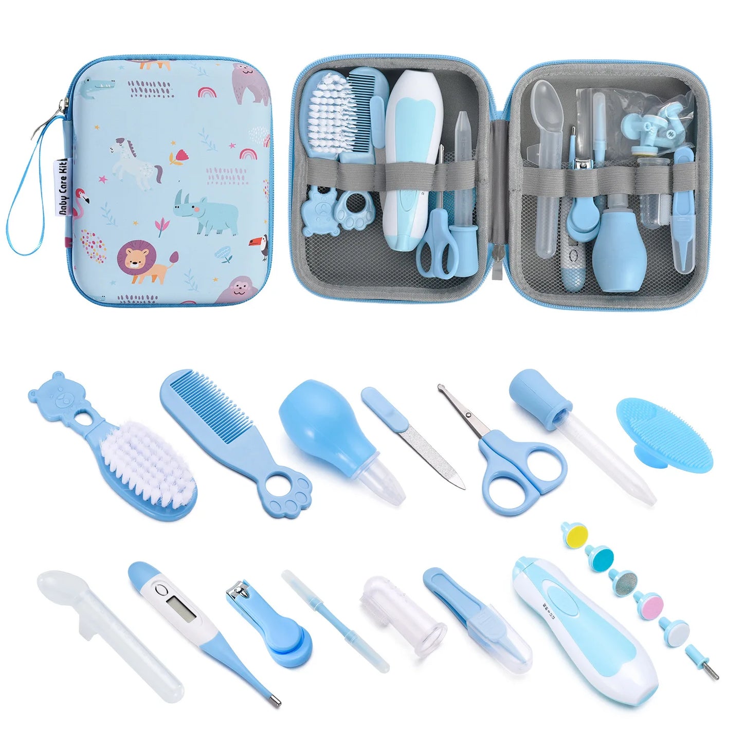 13/20PCS Baby Grooming and Health Kit Safety Care Set Newborn Nursery Health Care Set with Hair Comb Nail Trimmer Nose Cleaner