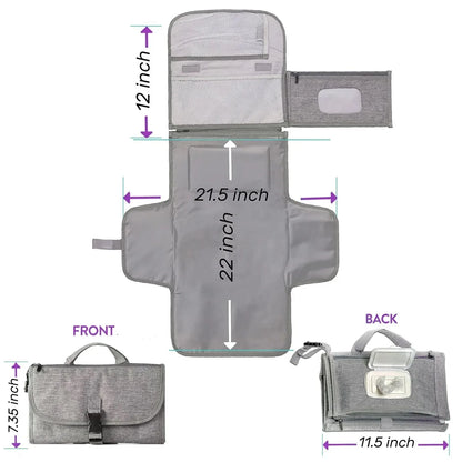 Portable Diaper Changing Pad Waterproof Travel Changing Kit Baby Travel Outdoor Changing Pad Baby Shower Gift Gray