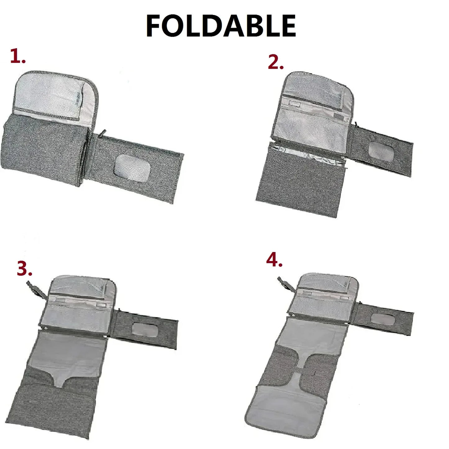 Portable Diaper Changing Pad Waterproof Travel Changing Kit Baby Travel Outdoor Changing Pad Baby Shower Gift Gray